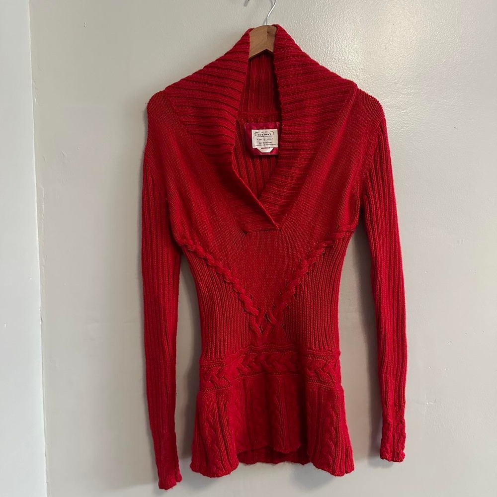 Old Navy red knit sweater circa 2007